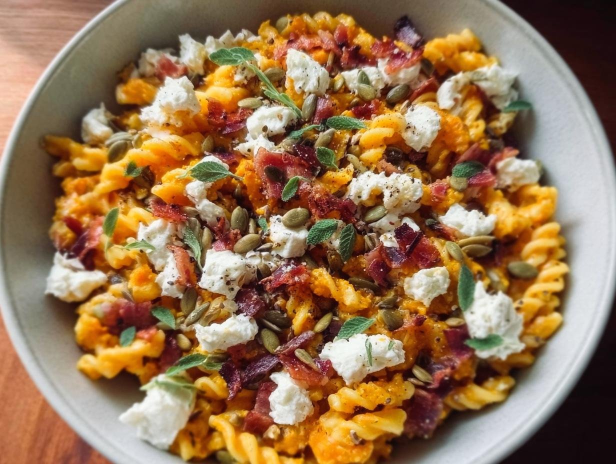 Amazing Pumpkin Pasta Salad Goat Cheese