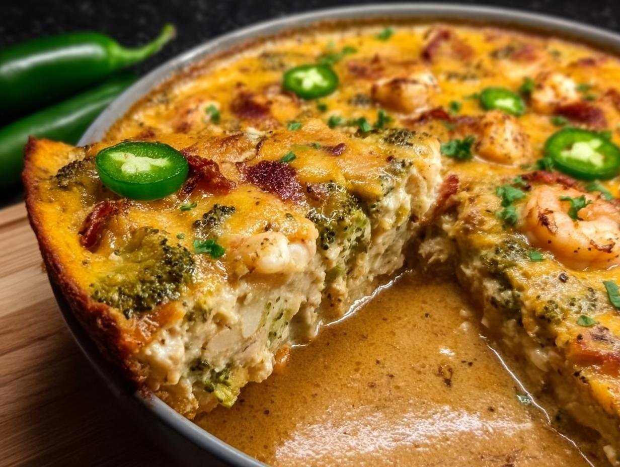 Turkey Broccoli Casserole Impress - close-up of cheesy topping