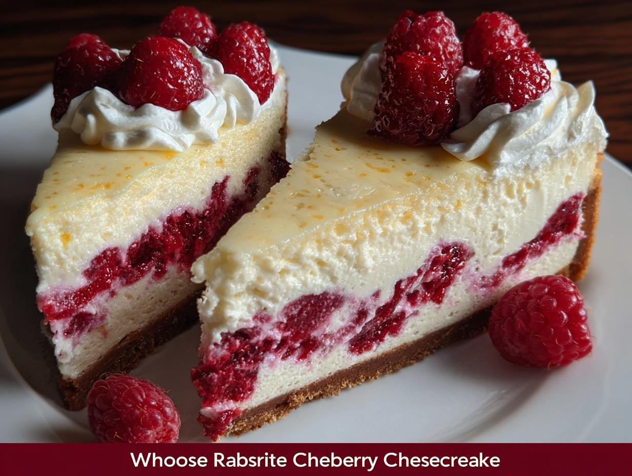 White Chocolate Raspberry Cheesecake: 1 Amazing Treat - White Chocolate Raspberry Cheesecake - additional detail