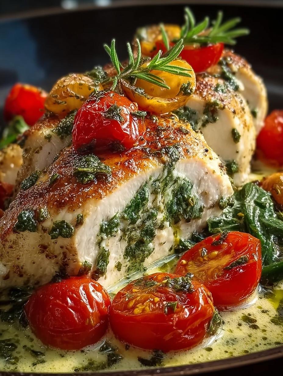Delicious Creamy Pesto Chicken Dinner with Spinach - Creamy Pesto Chicken Dinner - additional detail
