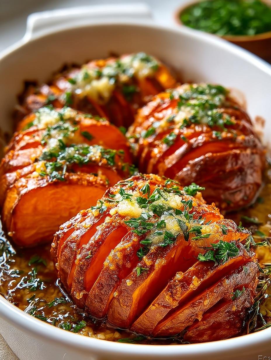 Delightful Hasselback Sweet Potatoes with Chipotle - Delightful Hasselback Sweet Potatoes - main visual representation