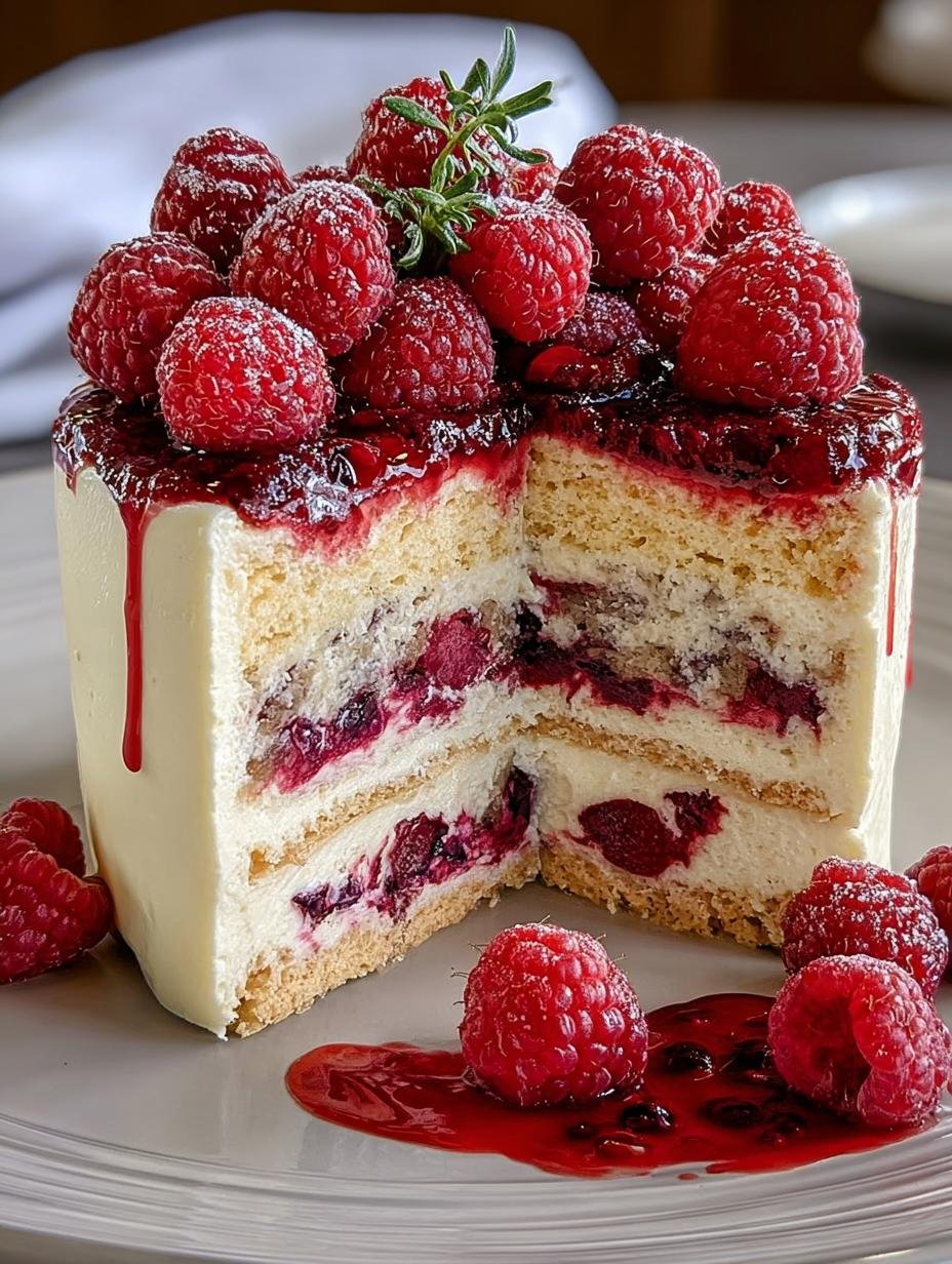 Heavenly White Chocolate Raspberry Cake Delight - Heavenly White Chocolate Raspberry - additional detail