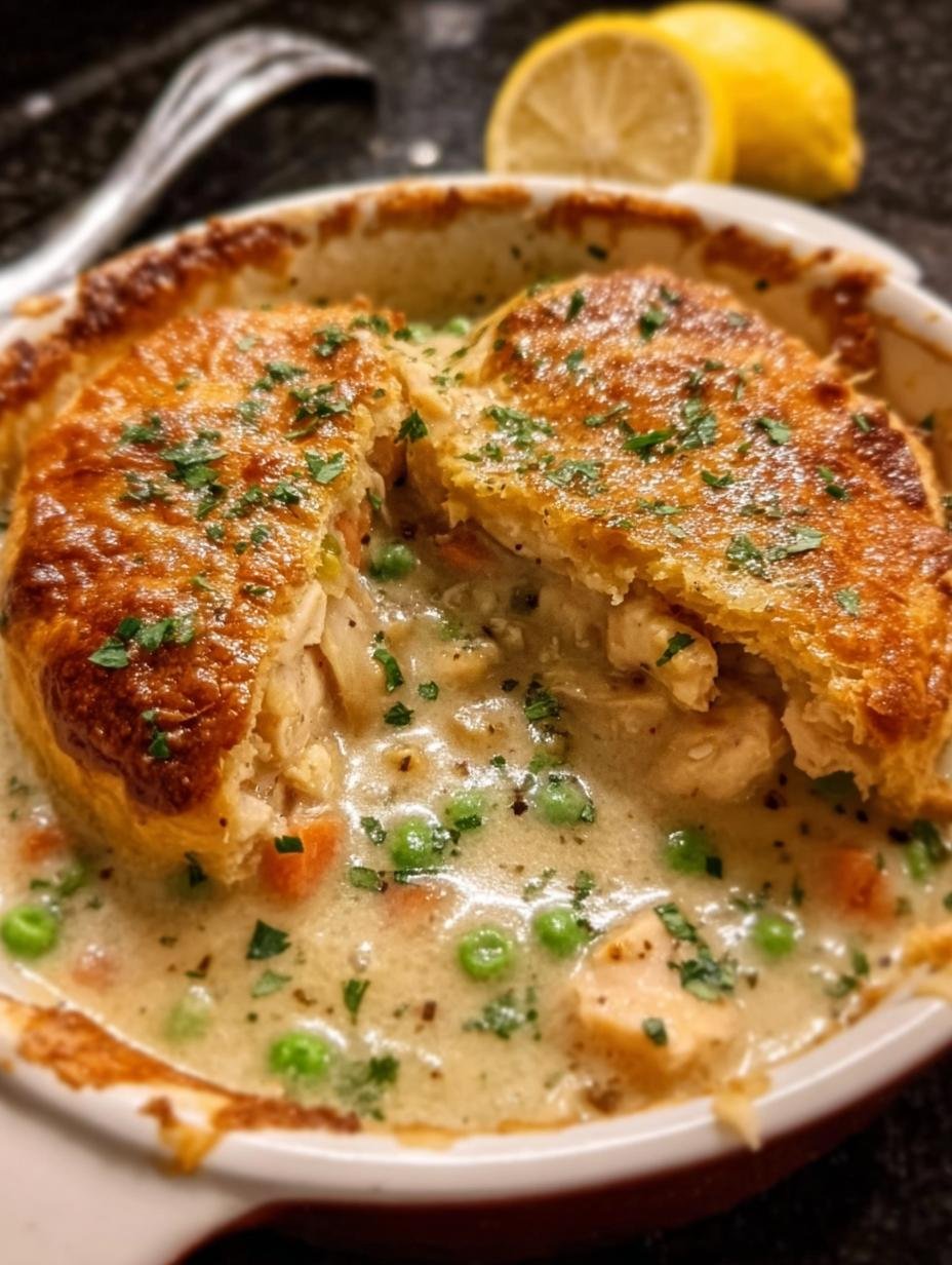 Irresistible Mini Chicken Pot: Pure Comfort Food - close-up of a single mini chicken pot pie with golden crust