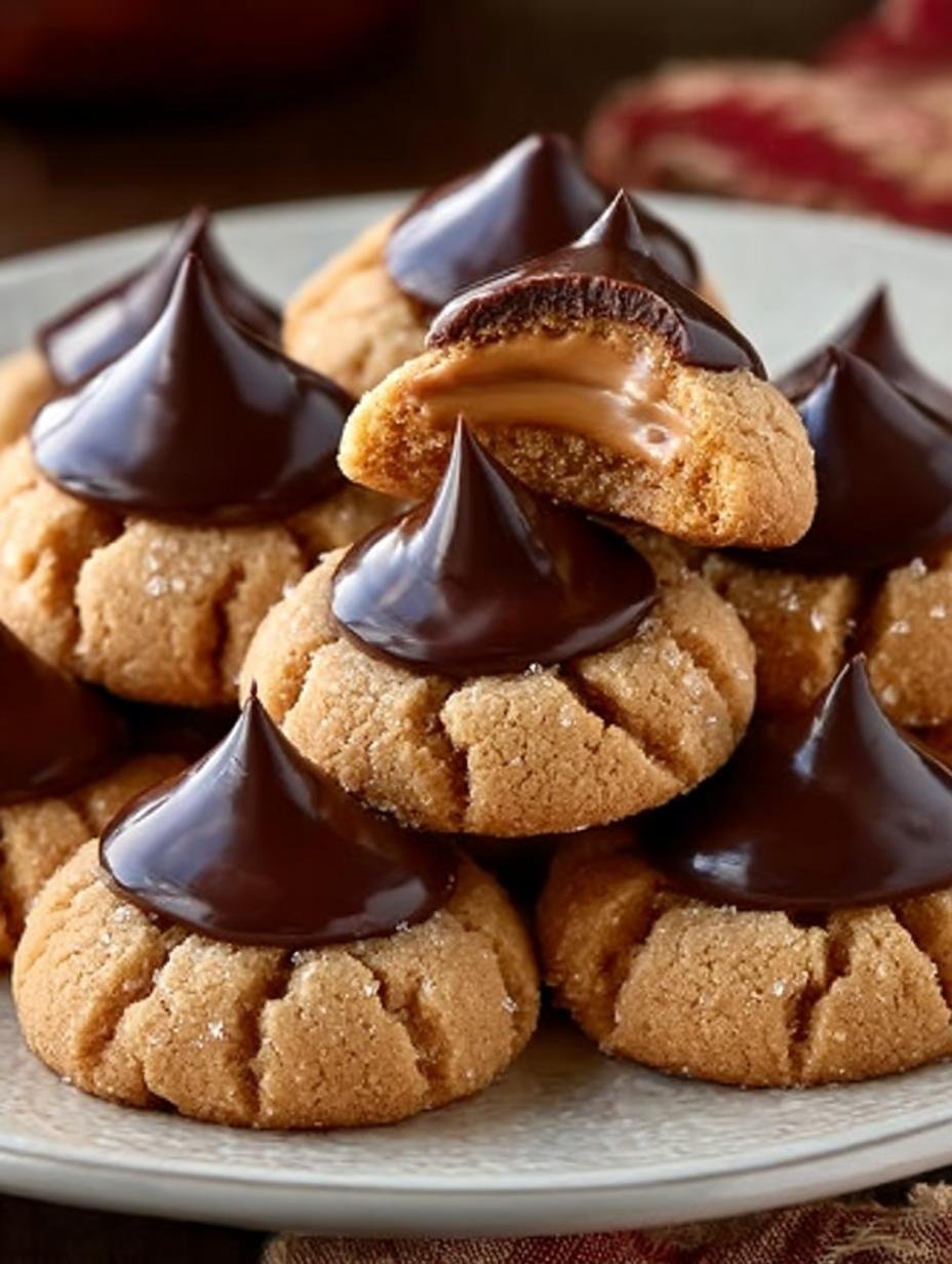Irresistible Peanut Butter Blossom Cookies fresh from the oven