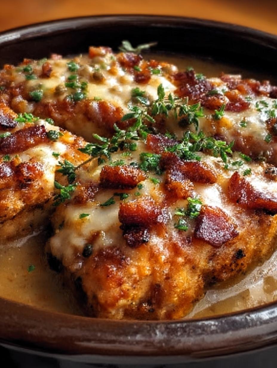 Irresistible Pepper Jack Crack Chicken with creamy sauce and green onions in a serving dish