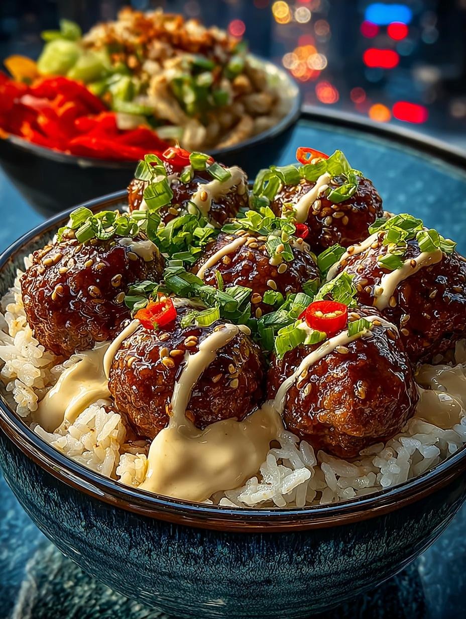 Spicy Meatballs Rice Bowls