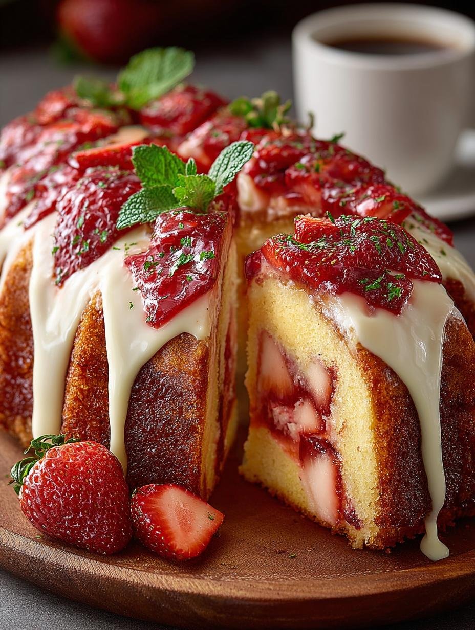 Decadent Strawberry Cheesecake Pound Cake Recipe - Strawberry Cheesecake Pound Cake - main visual representation