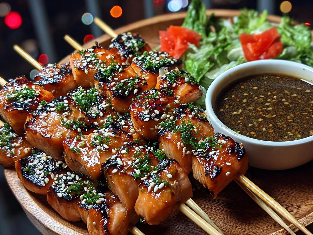 Teriyaki Glazed Salmon Skewers