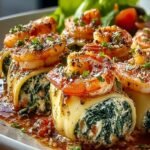 Cheesy Shrimp Spinach Rollatini