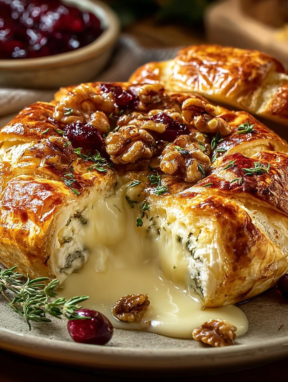 Decadent Baked Stuffed Brie with Cranberries & Walnuts - Decadent Baked Stuffed Brie - additional detail