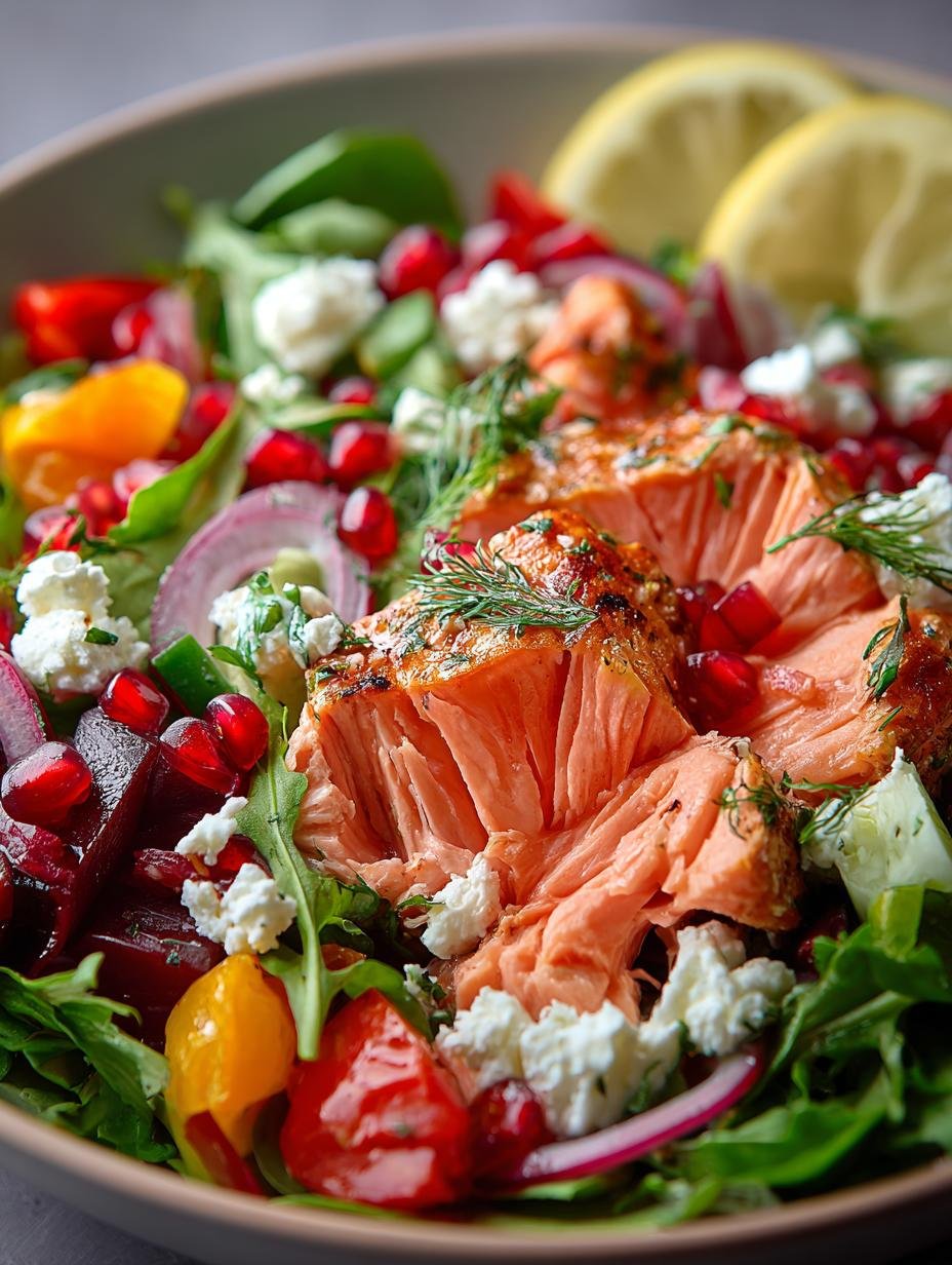 Mediterranean Salmon Salad with Feta & Roasted Peppers - Mediterranean Salmon Salad with - main visual representation