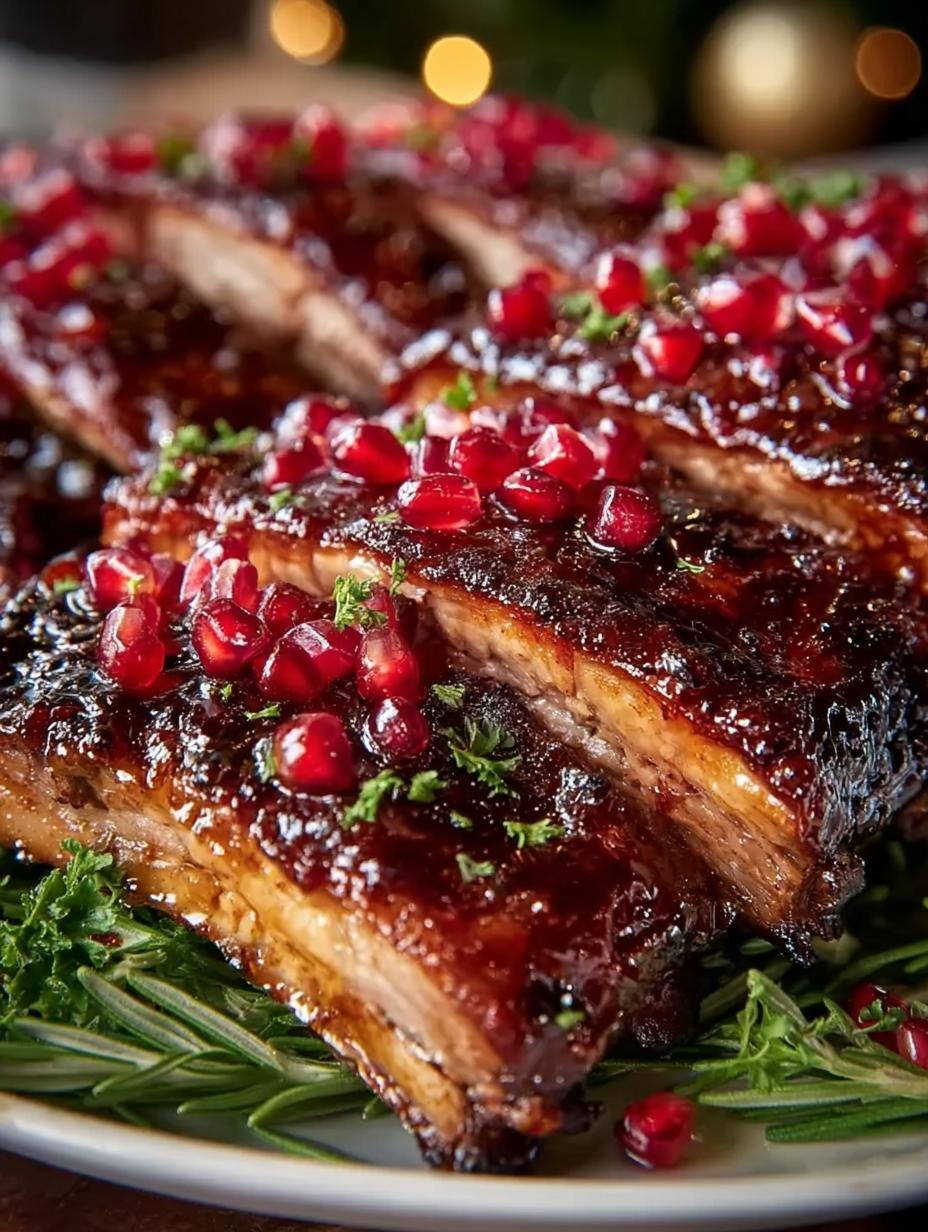 Pomegranate Glazed Christmas Ribs