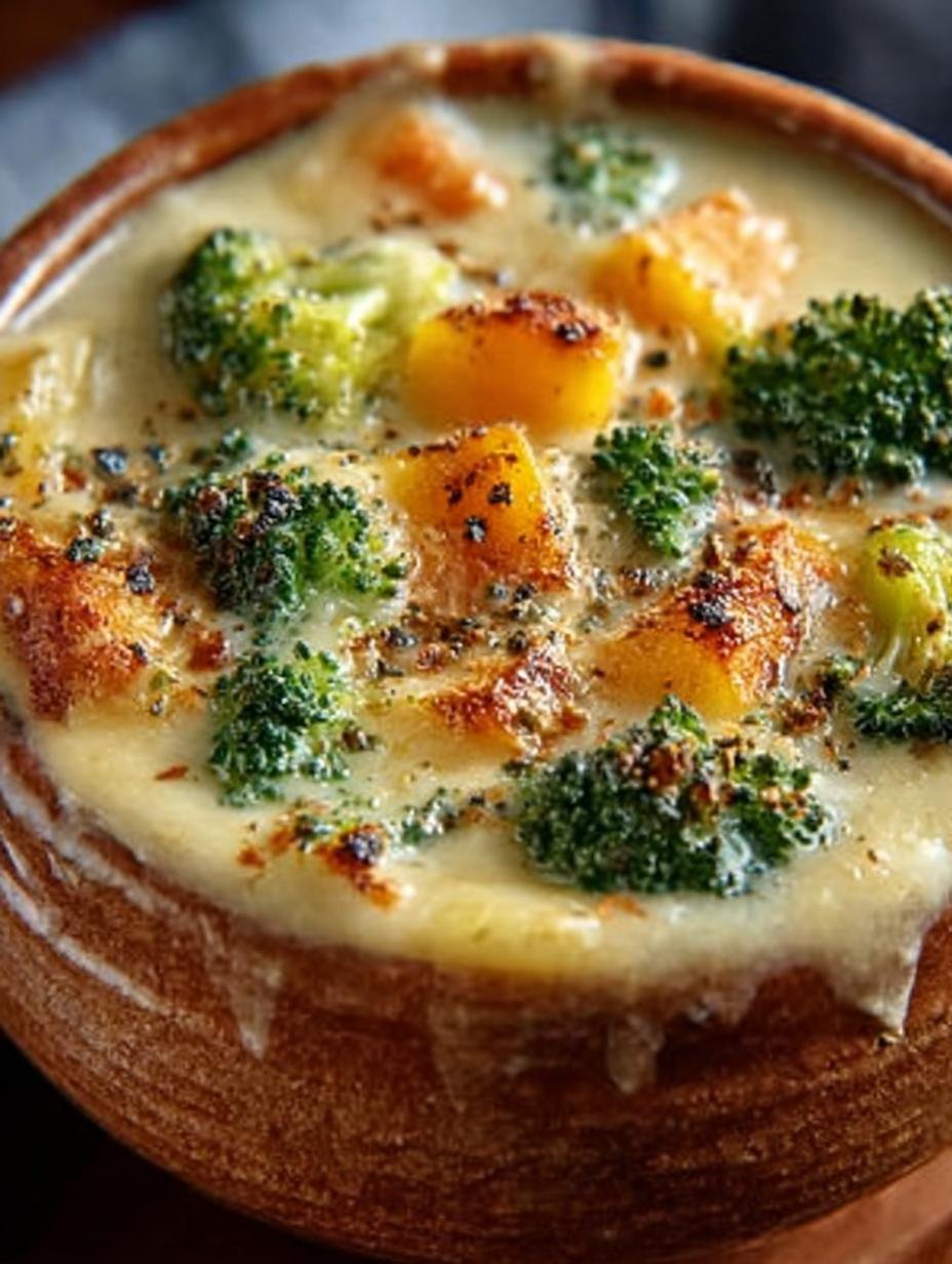 Creamy Broccoli Cheese Potato Soup with fresh ingredients