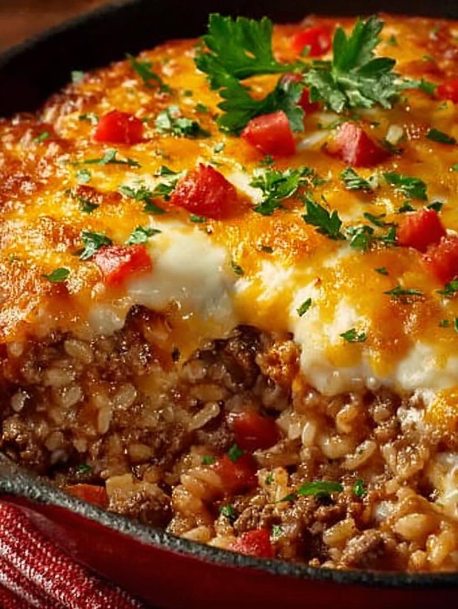Cheesy Hamburger Rice Casserole