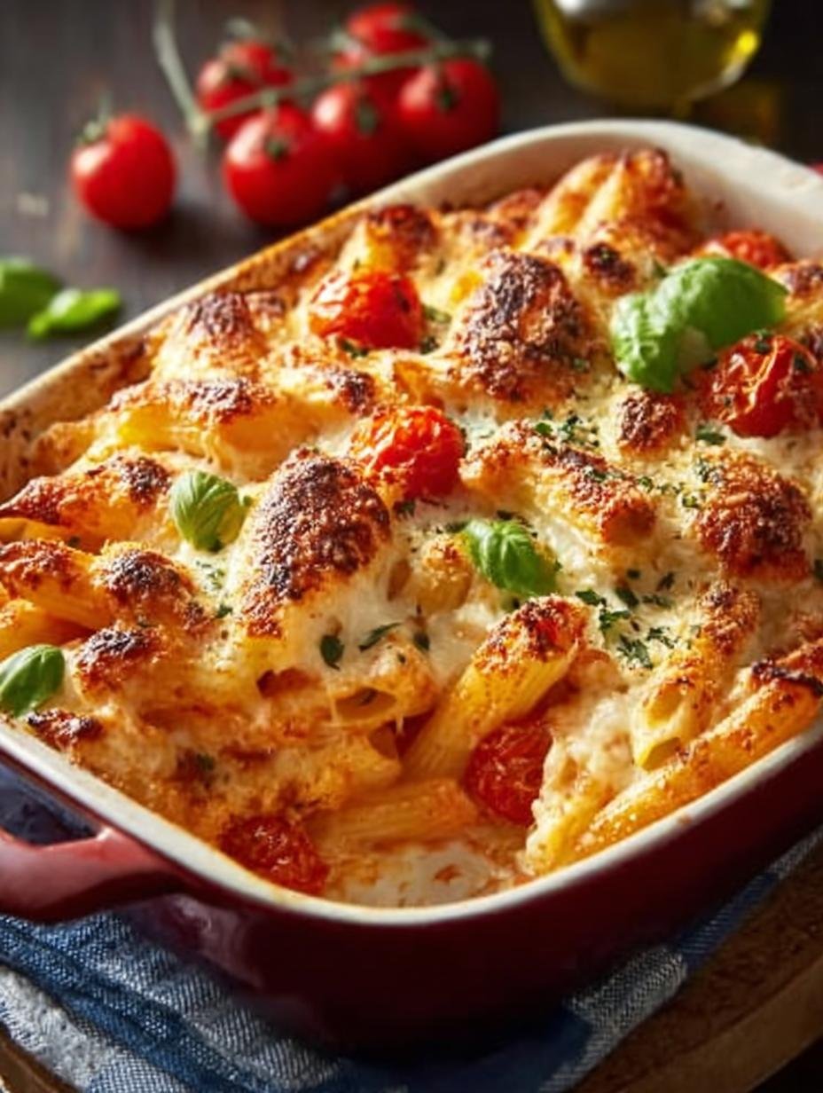 Creamy Pasta Bake with Cherry Tomatoes: A Comfort Food Delight - Creamy Pasta Bake with - main visual representation