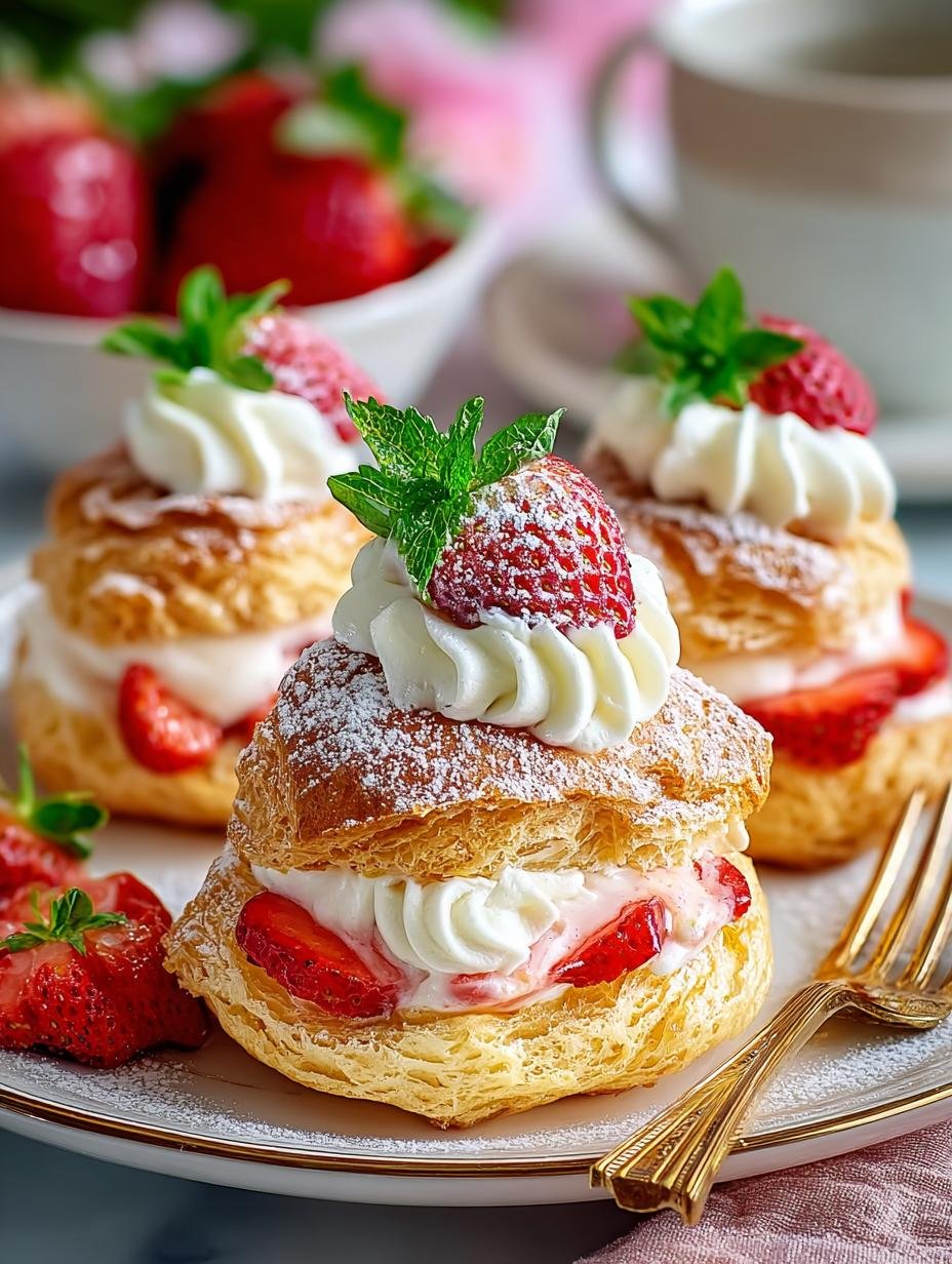 Irresistible Strawberry Cream Puffs: 12 Flaky Delights - Irresistible Strawberry Cream Puffs - main visual representation