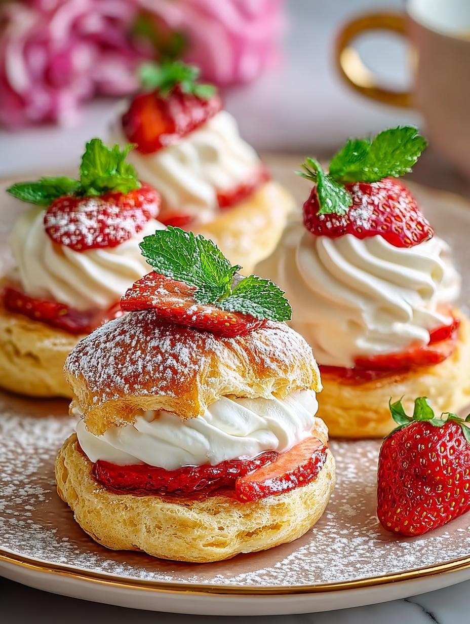 Irresistible Strawberry Cream Puffs: 12 Flaky Delights - Irresistible Strawberry Cream Puffs - additional detail
