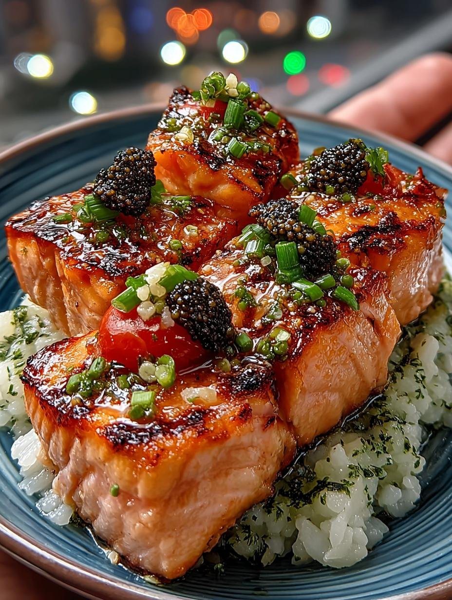 Mediterranean Salmon Cubes with Zesty Lemon Rice Delight - Mediterranean Salmon Cubes with - additional detail