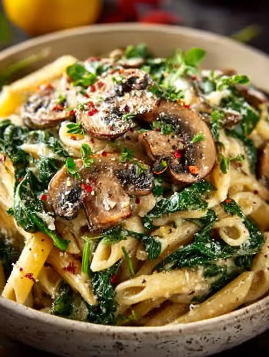 One Pot Pasta with Spinach & Mushrooms: Comforting Delight - One Pot Pasta with - main visual representation