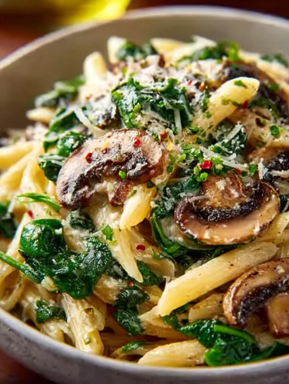 One Pot Pasta with Spinach & Mushrooms: Comforting Delight - One Pot Pasta with - additional detail