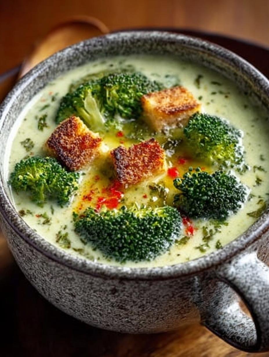 Roasted Broccoli Soup with Cheddar Croutons: 5 Steps - Roasted Broccoli Soup with - additional detail