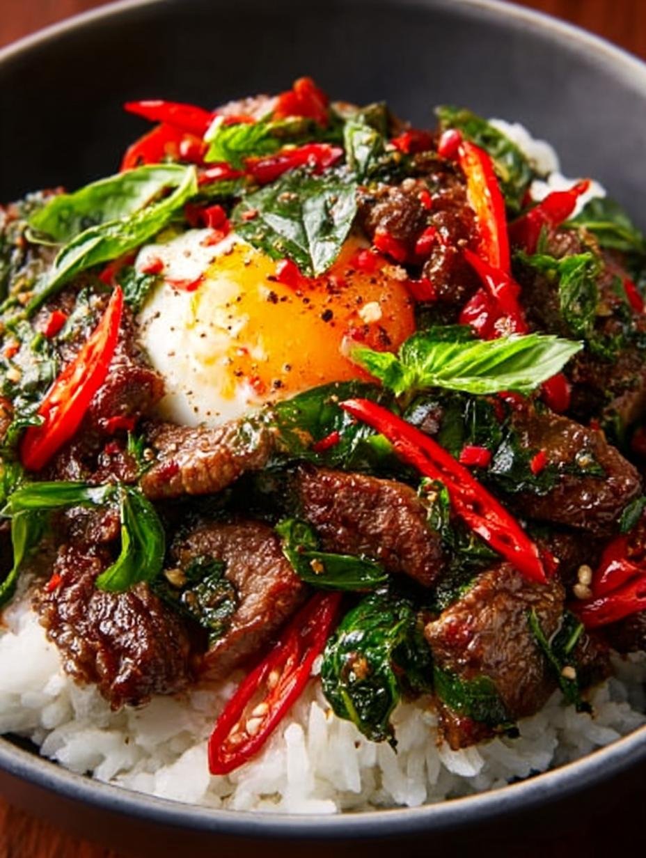 Irresistible Thai Inspired Basil Beef served in bowls with fresh ingredients