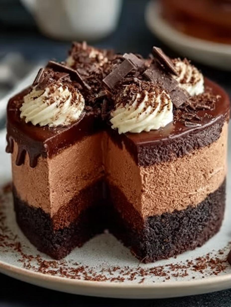 Triple Chocolate Mousse Cake: 3 Layers of Delight