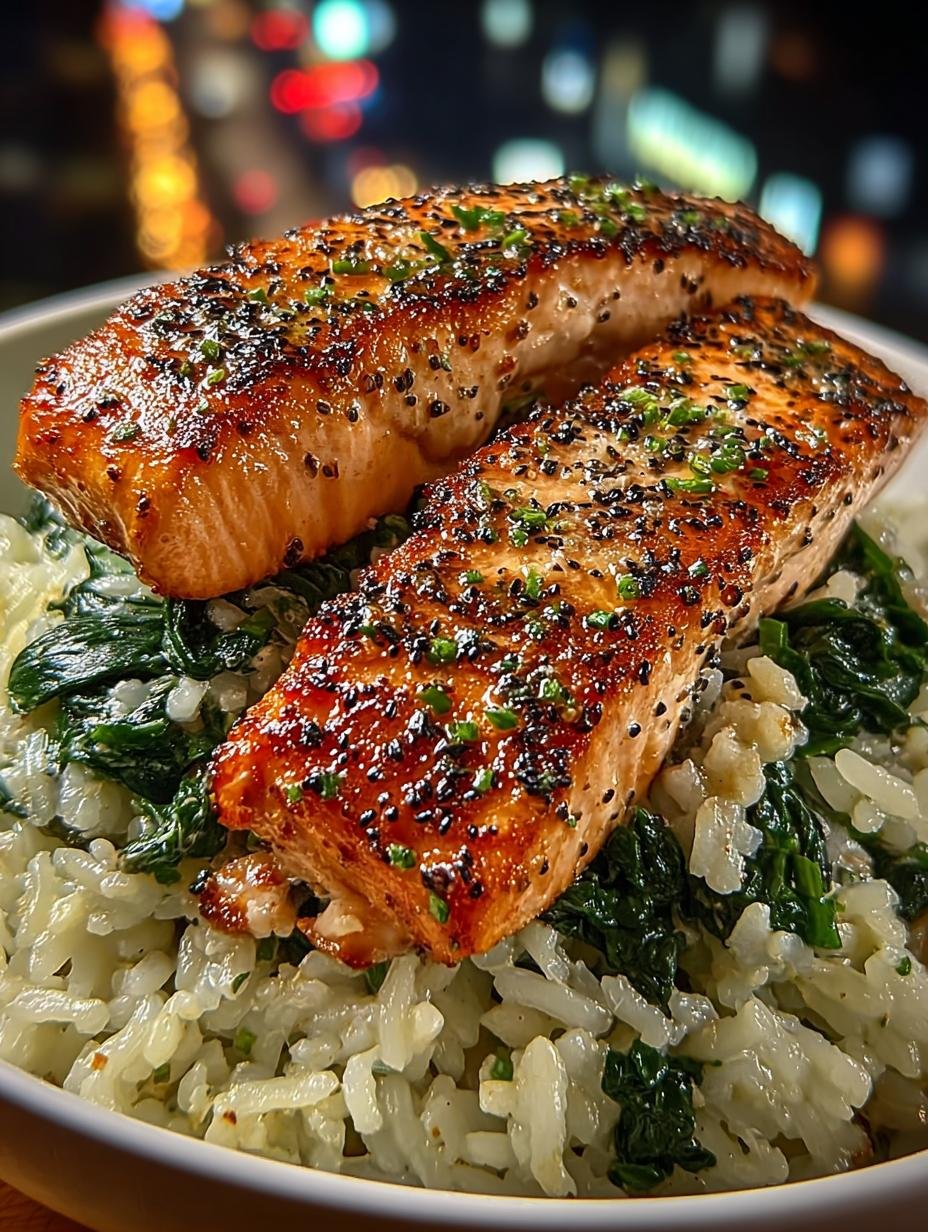 Buttered Salmon Strips with Spinach Rice Pilaf Delight - Buttered Salmon Strips with - main visual representation