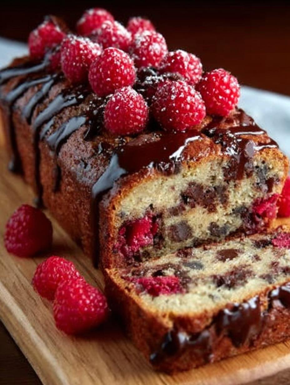 Decadent Banana Bread with Raspberry and Dark Chocolate - Decadent Banana Bread with - additional detail