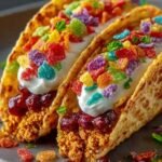 Fruity Pebbles Cheesecake Tacos