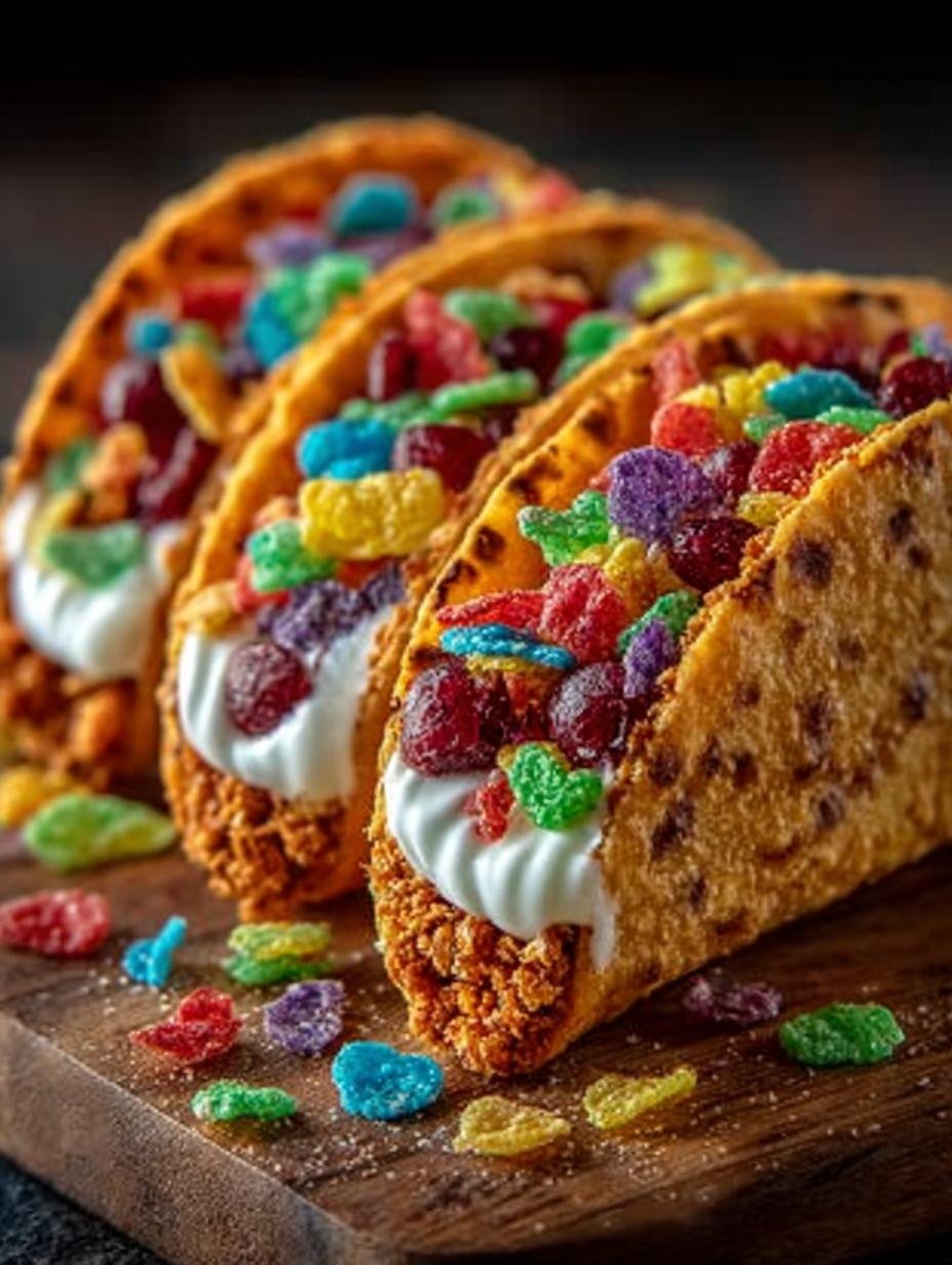 Fruity Pebbles Cheesecake Tacos: 12 Sweet Treats to Enjoy - Fruity Pebbles Cheesecake Tacos - additional detail