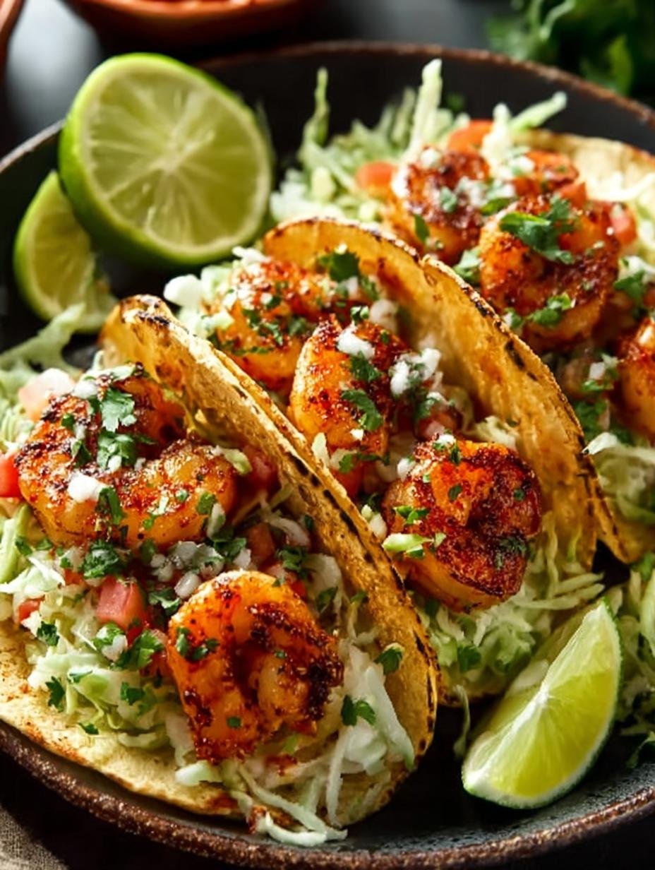 Spicy Shrimp Tacos with Garlic Cilantro Slaw: A Flavor Bomb