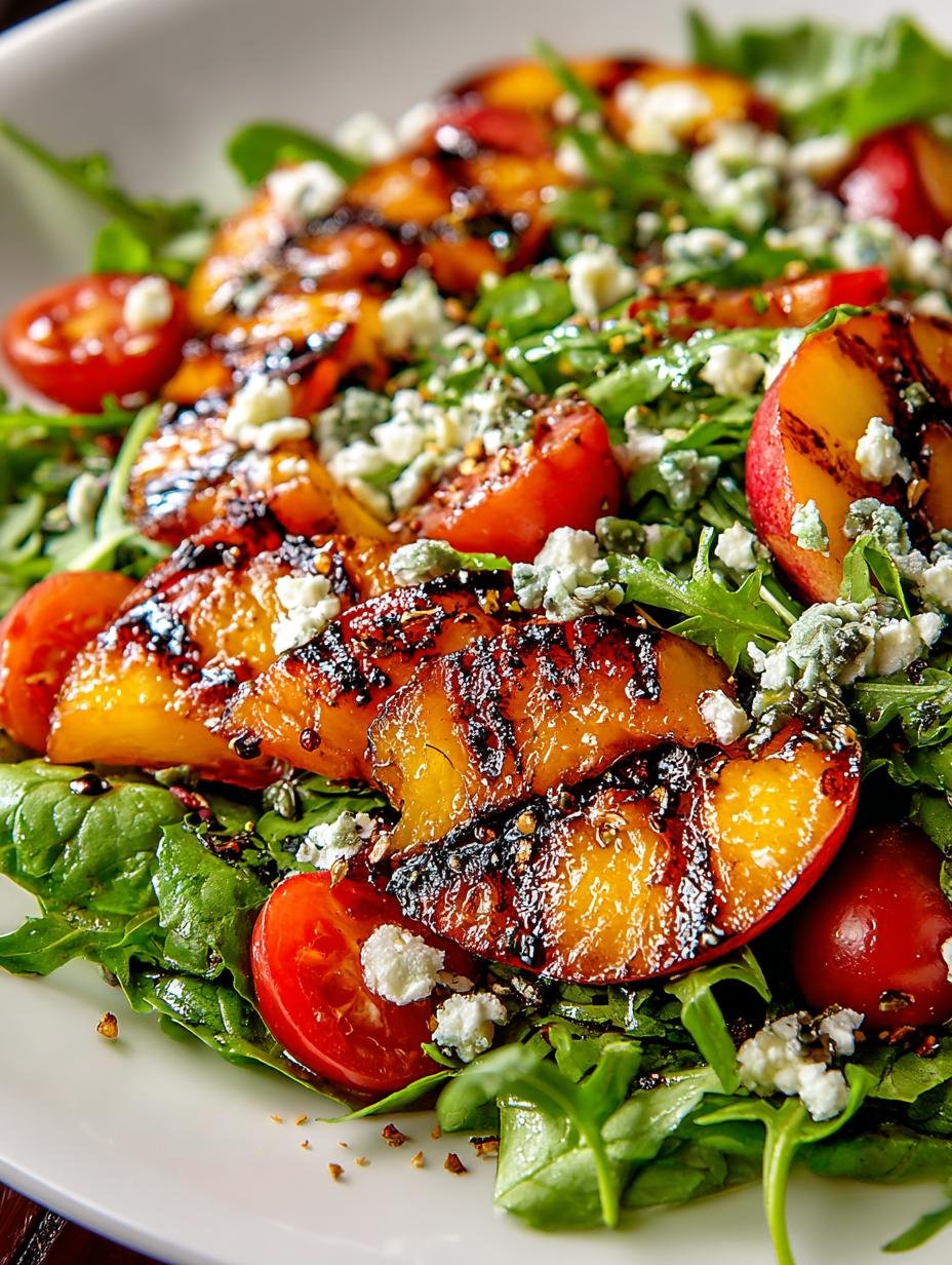 Delightful Grilled Peach Salad with Sweet Vinaigrette - Delightful Grilled Peach Salad - main visual representation