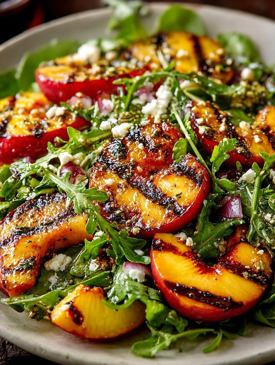 Delightful Grilled Peach Salad with Sweet Vinaigrette - Delightful Grilled Peach Salad - additional detail