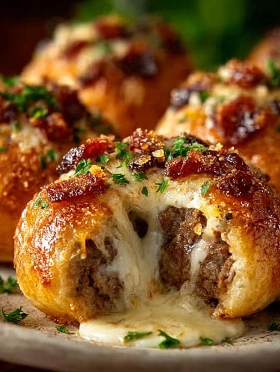 Garlic Parmesan Cheeseburger Bombs: 8 Amazing Bites - Garlic Parmesan Cheeseburger Bombs - additional detail