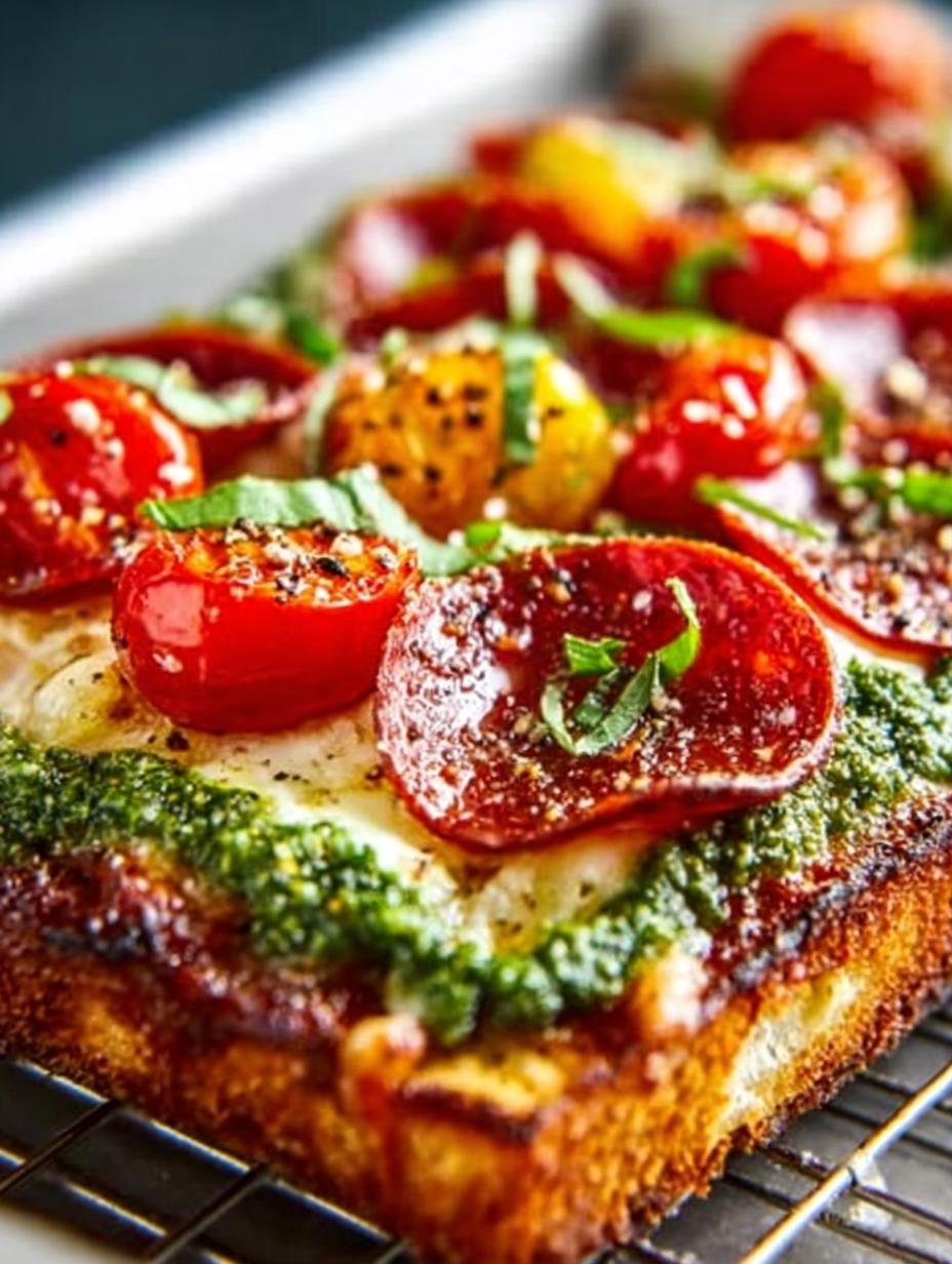 Pepperoni Roasted Jalapeno Pesto Pan Pizza Recipe - Pepperoni Roasted Jalapeno Pesto - main visual representation