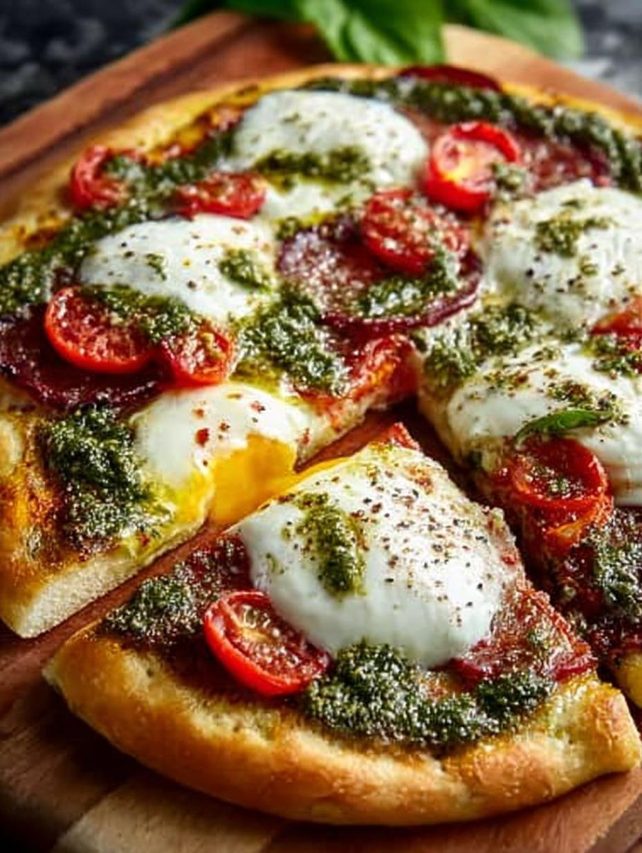 Pesto Burrata Pizza with Pepperoni: A Flavor Bomb - Pesto Burrata Pizza with - main visual representation