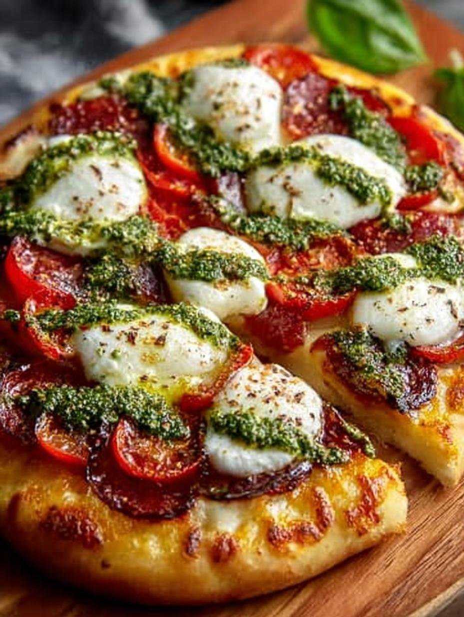 Pesto Burrata Pizza with