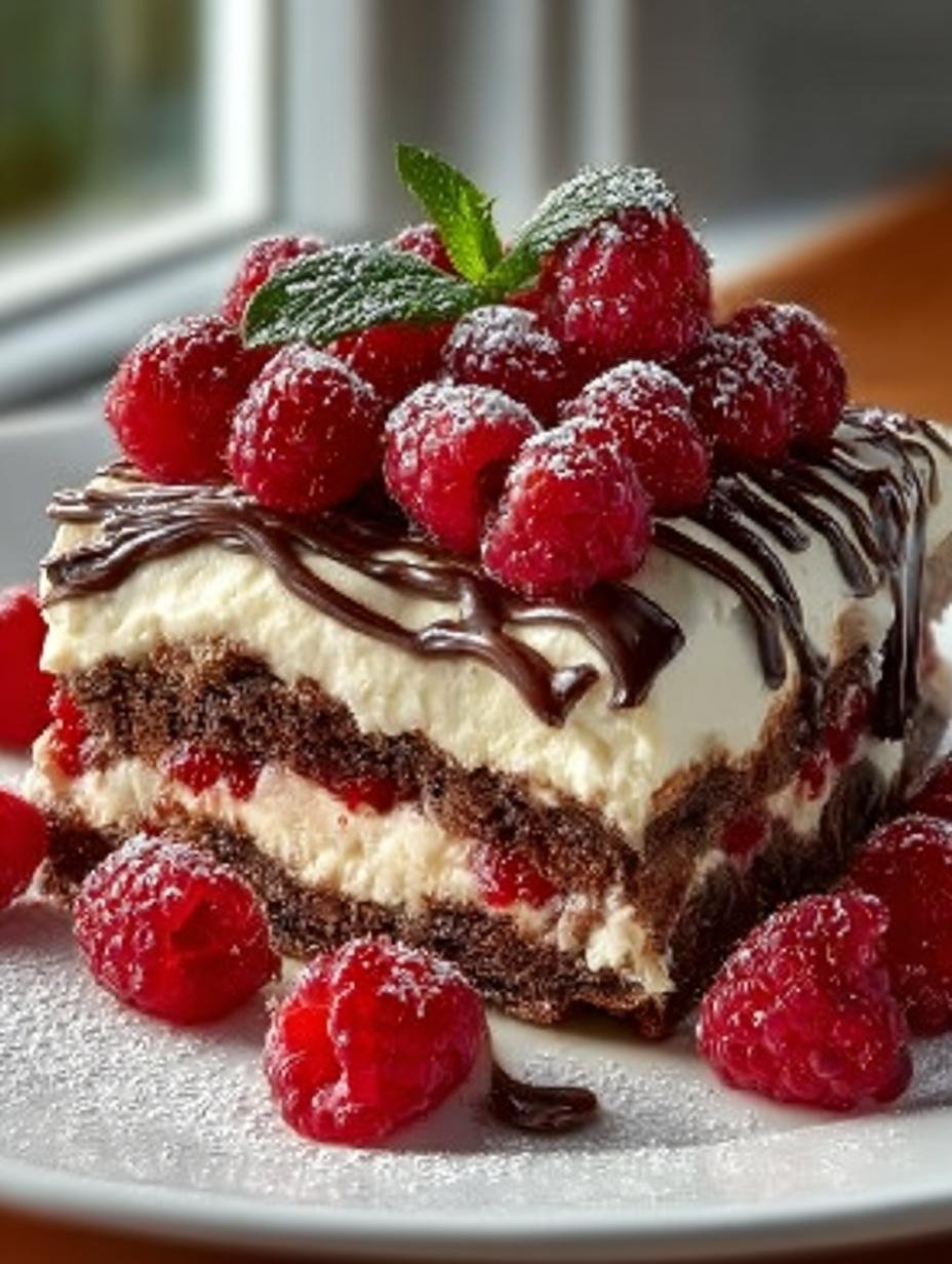 Raspberry Chocolate Lasagna Incredible Decadent Delight - Raspberry Chocolate Lasagna Incredible - additional detail