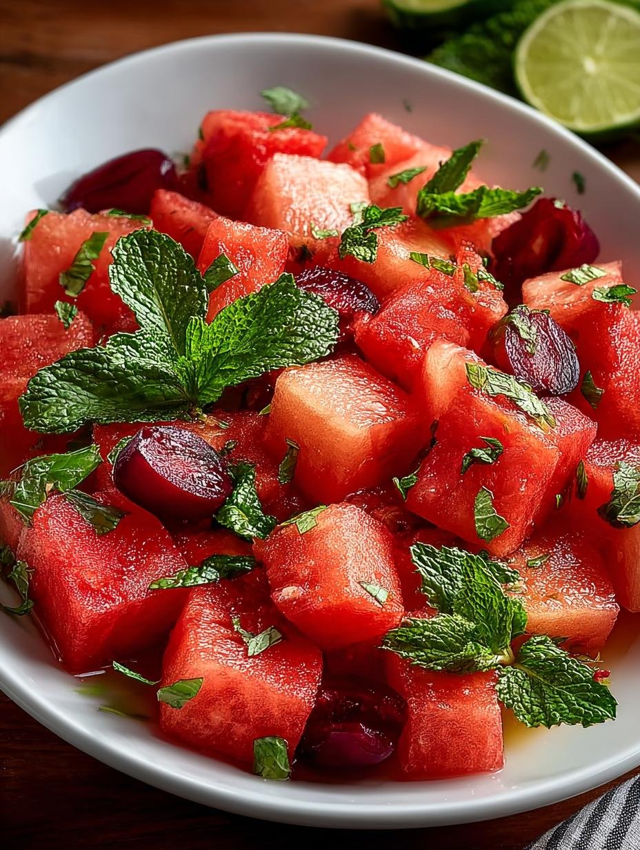 Refreshing Watermelon Fruit Salad with Lime Mint Dressing - Refreshing Watermelon Fruit Salad - additional detail