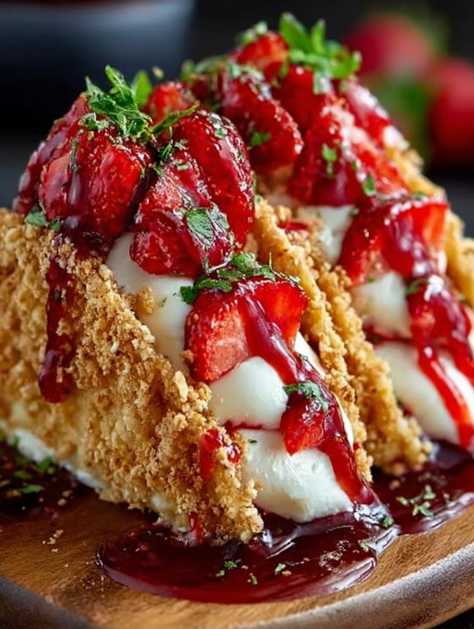 Delicious Strawberry Crunch Cheesecake Tacos Recipe - Strawberry Crunch Cheesecake Tacos - main visual representation