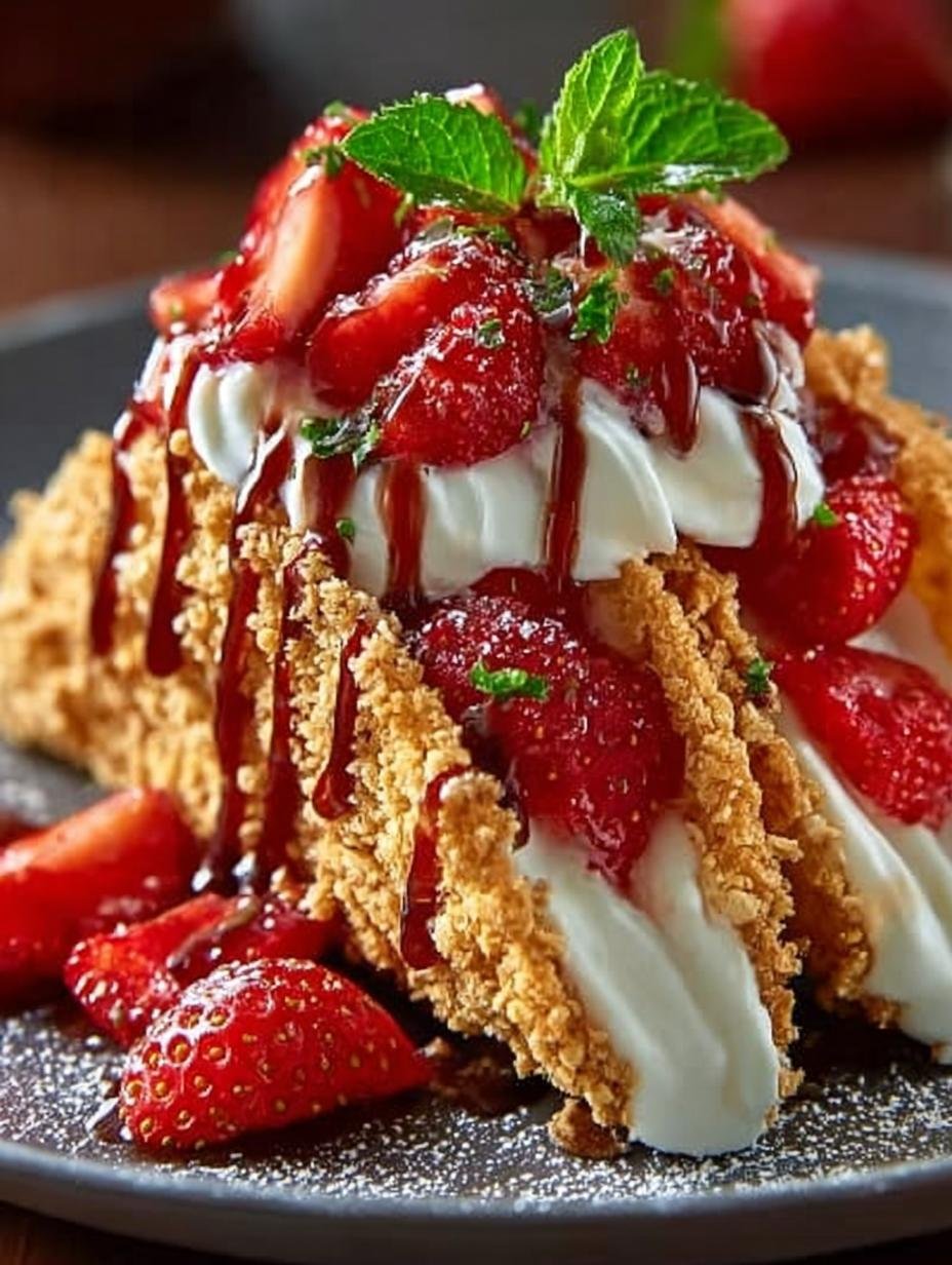 Strawberry Crunch Cheesecake Tacos