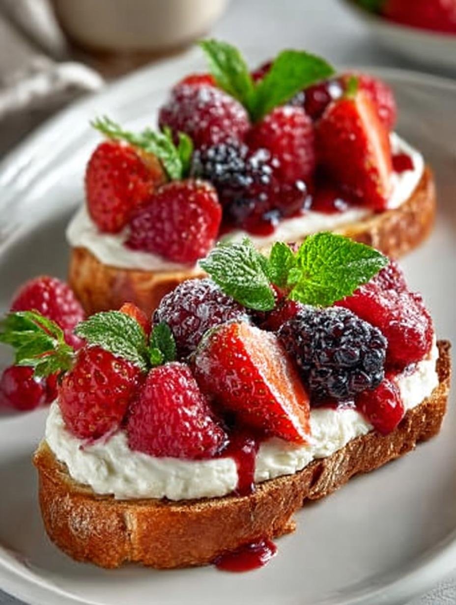 Valentine Ricotta Toasts with Macerated Berries for Lovers - Valentine Ricotta Toasts with - additional detail